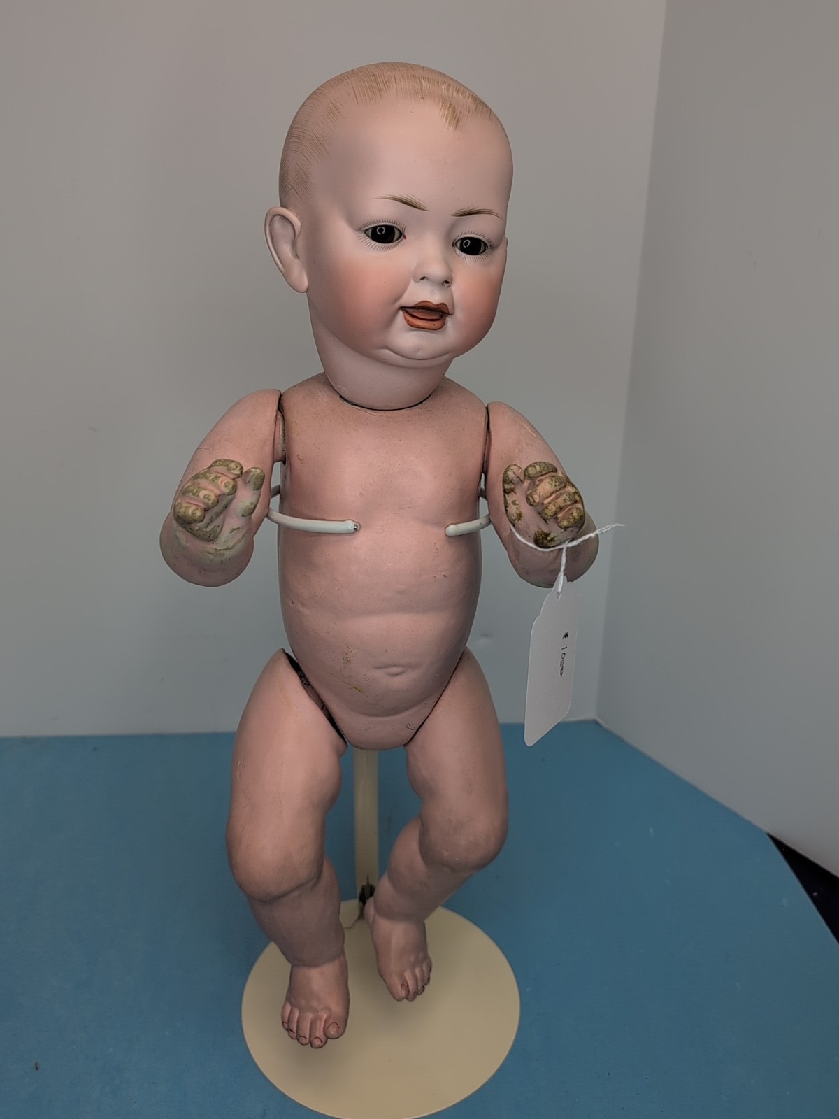 19” Antique Hertel Schwab Bisque Doll Germany 142 11 Open/Closed Mouth Baby #L