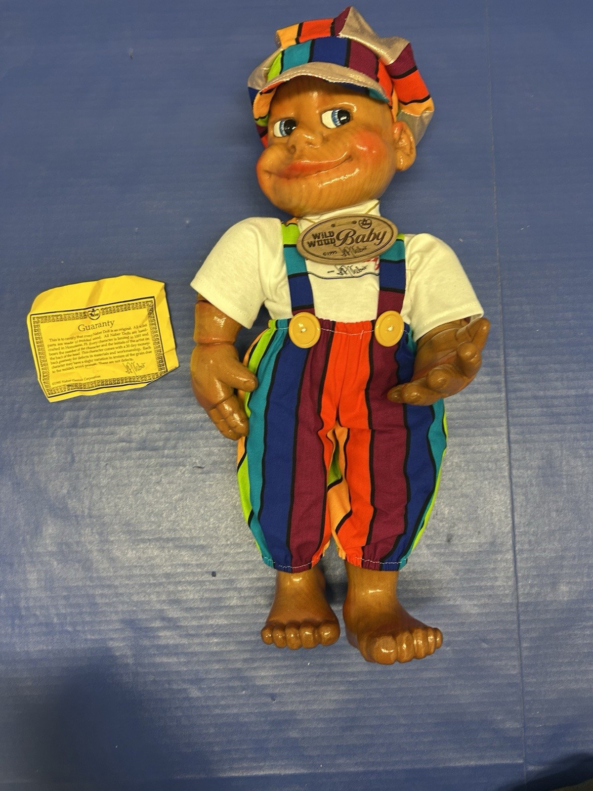 Wild Wooden Baby Boy Doll By Naber Blue Eye Rainbow Pride Outfit 1995 With Tag