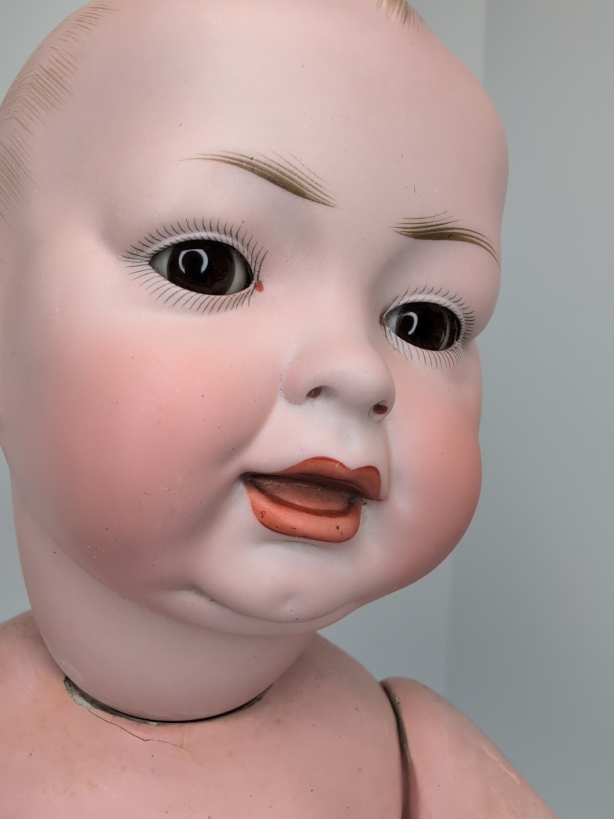 19” Antique Hertel Schwab Bisque Doll Germany 142 11 Open/Closed Mouth Baby #L