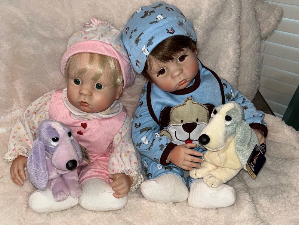 Vintage Boots Tyner Vinyl Gumdrop Boy and Girl Weighted Baby Dolls w/Hushpuppies