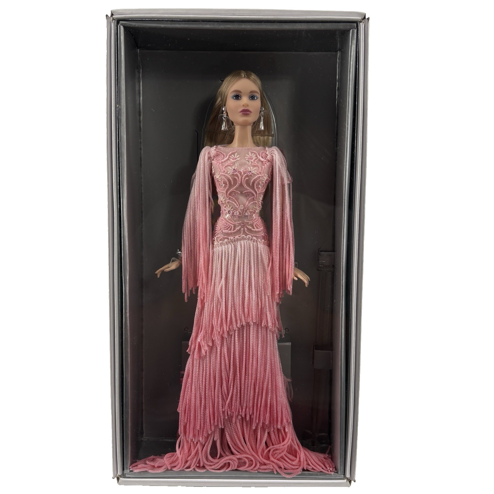 2016 PLATINUM BLUSH FRINGED GOWN BARBIE Fan Club NRFB Signature Fashion Doll BFC