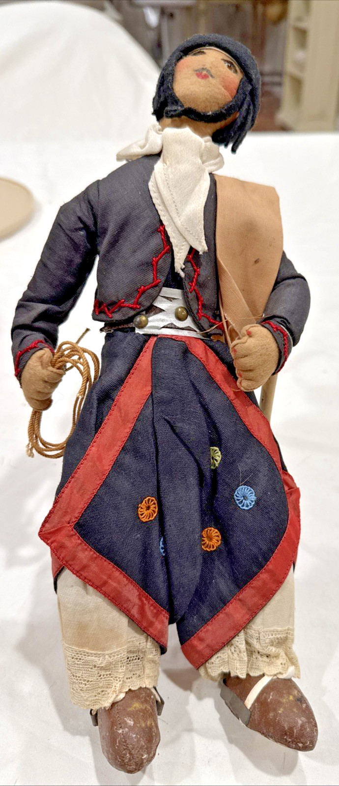 Vintage Argentine Cowboy Man Fabric Doll Cultural Made in Argentina 12″ Tall
