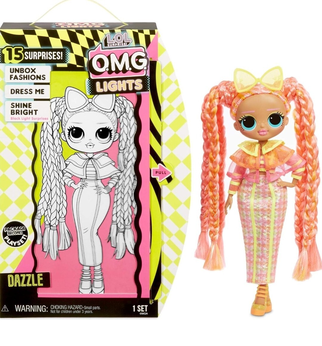 LOL Surprise OMG Lights Dazzle Doll Playset Black Light Fashion 2020 Braids New