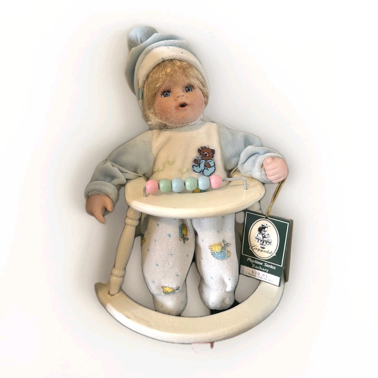 Vintage Porcelain Doll Baby by Geppeddo – “ZACHARY” – in Walker!