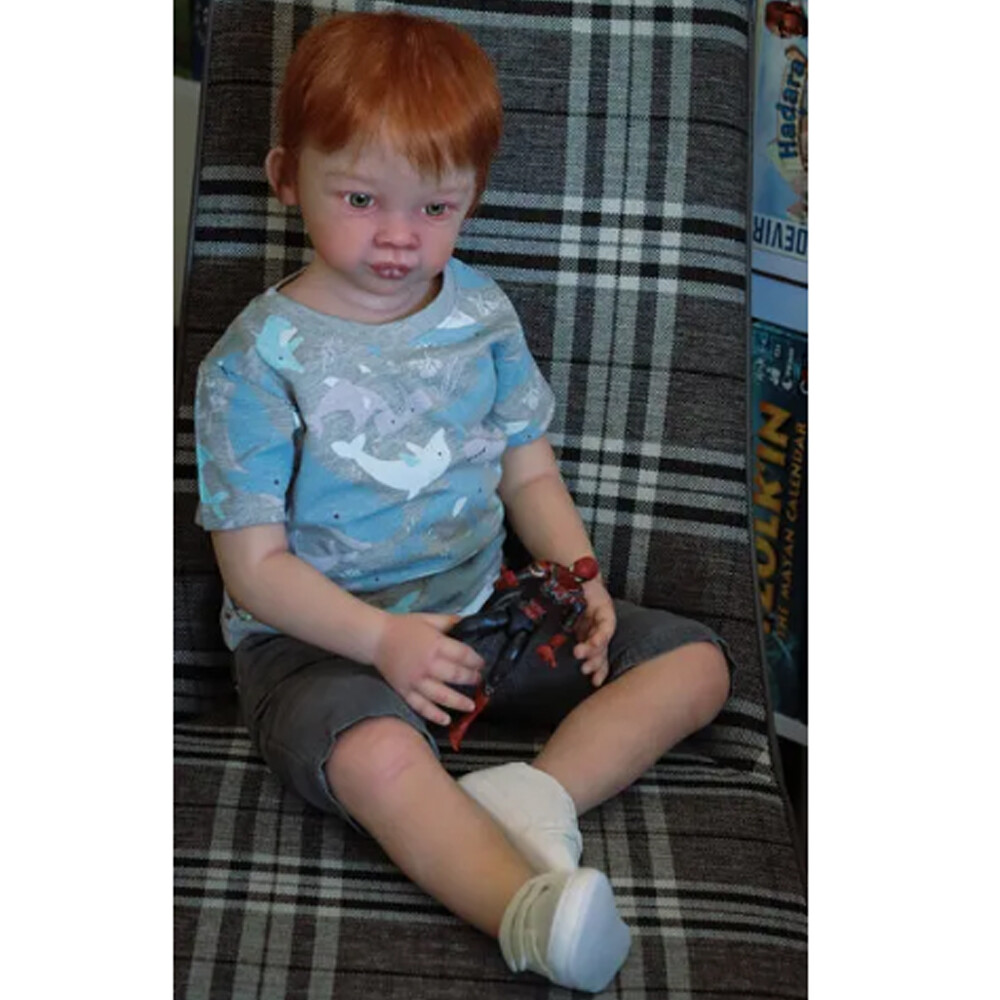 Reborn Baby Dolls 30in Realistic Handmade Short Orange Red Hair Toddler Girl Boy