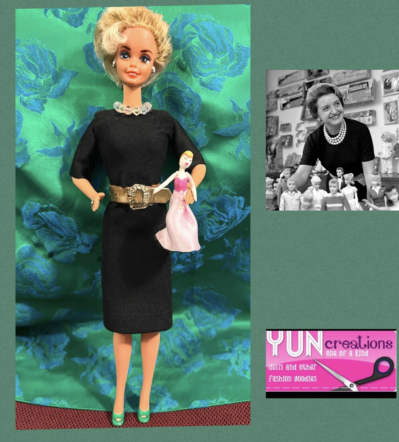 Ooak barbie doll as Ruth Handler Custom Handmade Collect Tribute Inspired Art