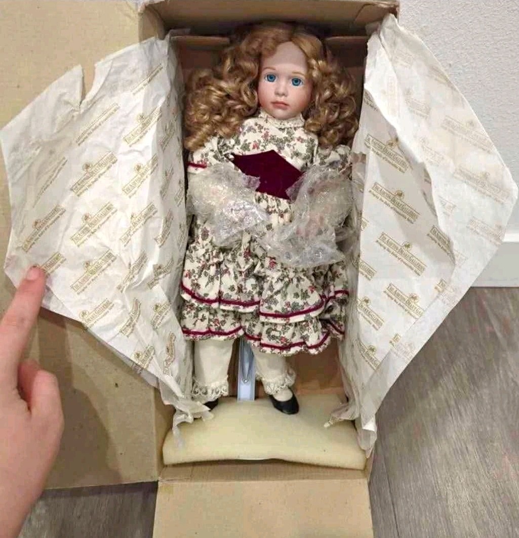 Blonde Curly Hair Girl Doll, Brown Eyes, Light Complexion, Original Opened Box
