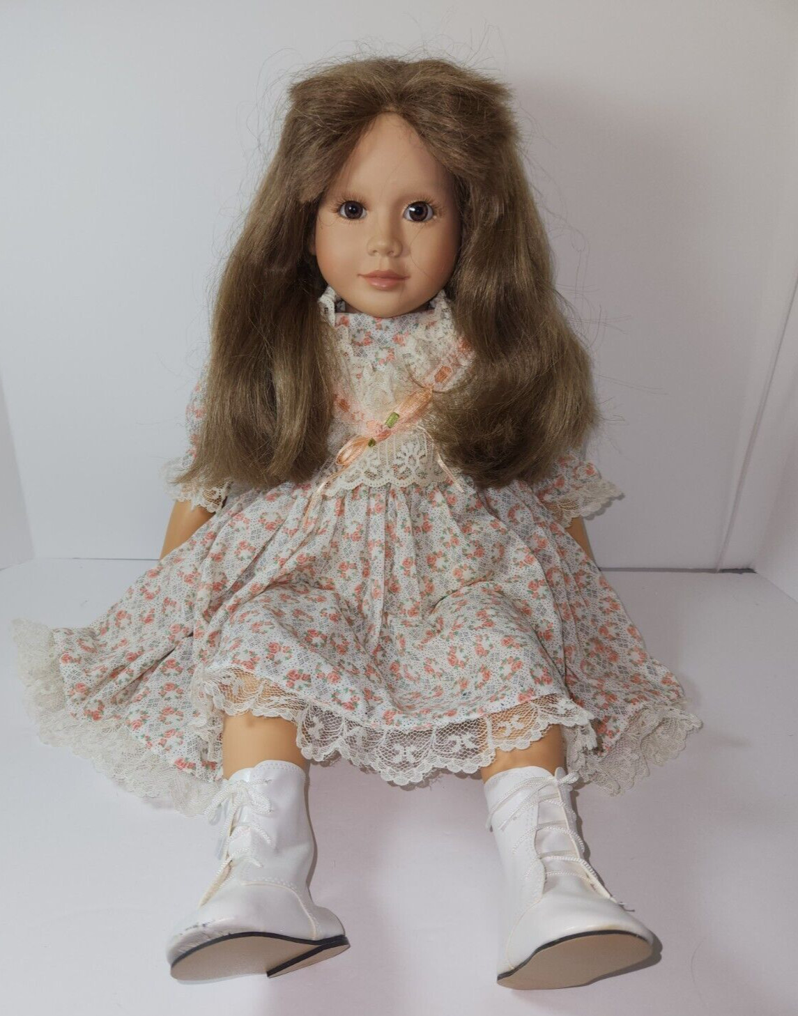 My Twinn Blond Lt Brown Hair Brown Auburn Amber Eyes Lace Floral Dress Cloth