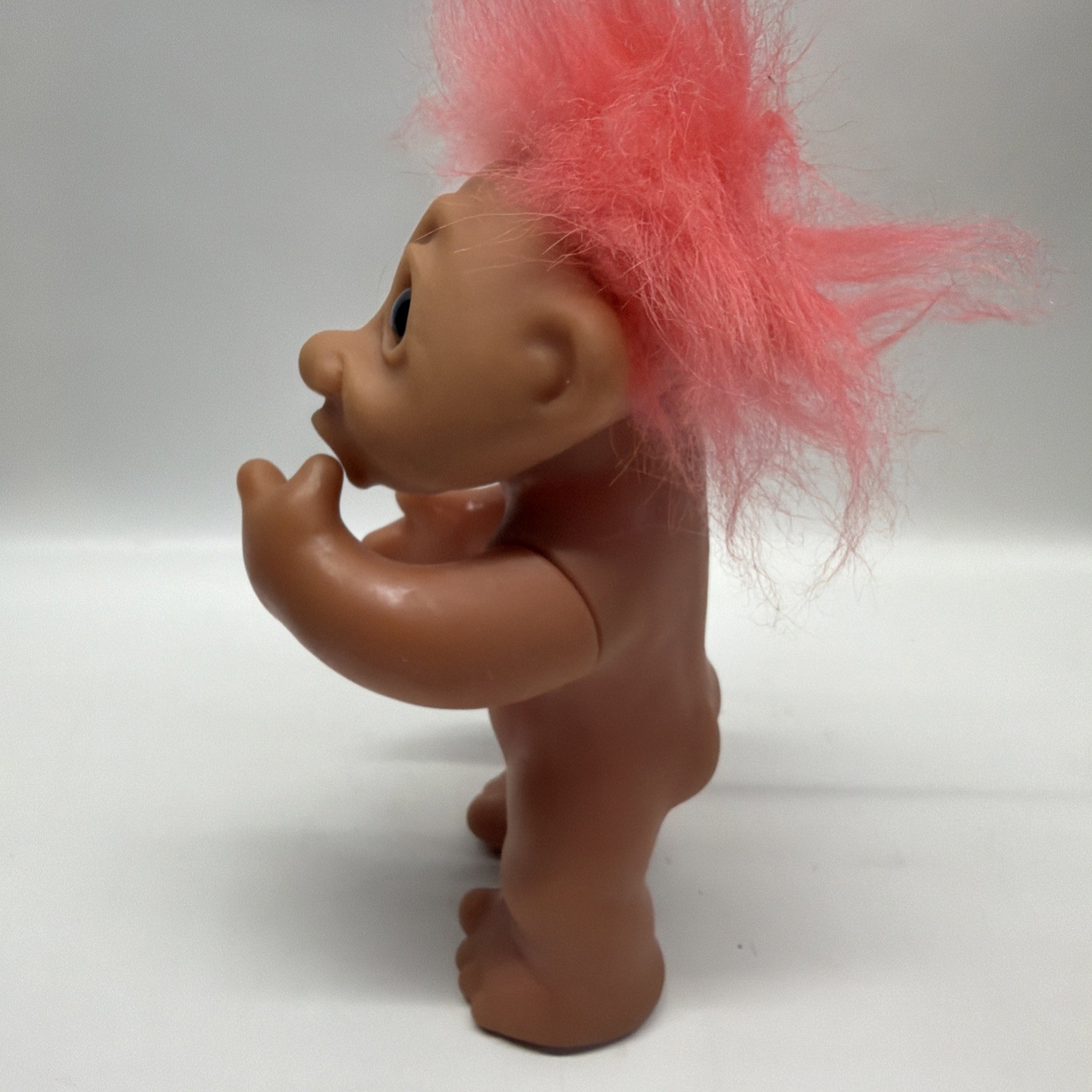 Vintage 1977 Thomas Dam Denmark Thumb Sucking Troll Doll 9” Pink Hair