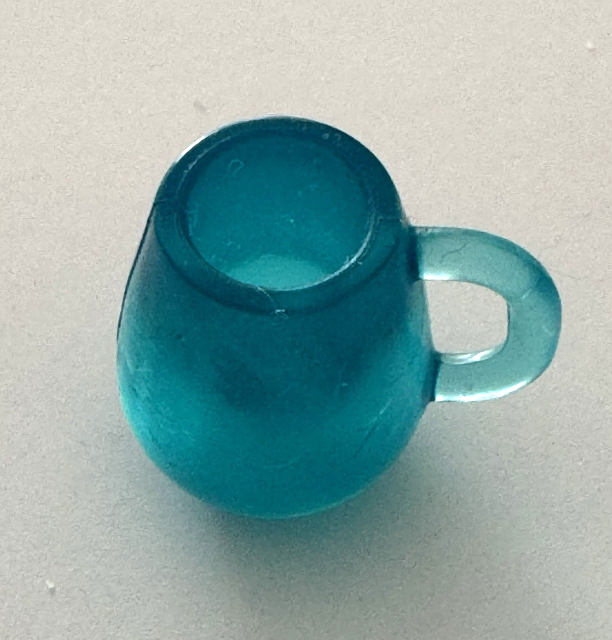 Dollhouse Miniature Mug Glass Cup Handle Large Blue Kitchen Dining Accessory Fun