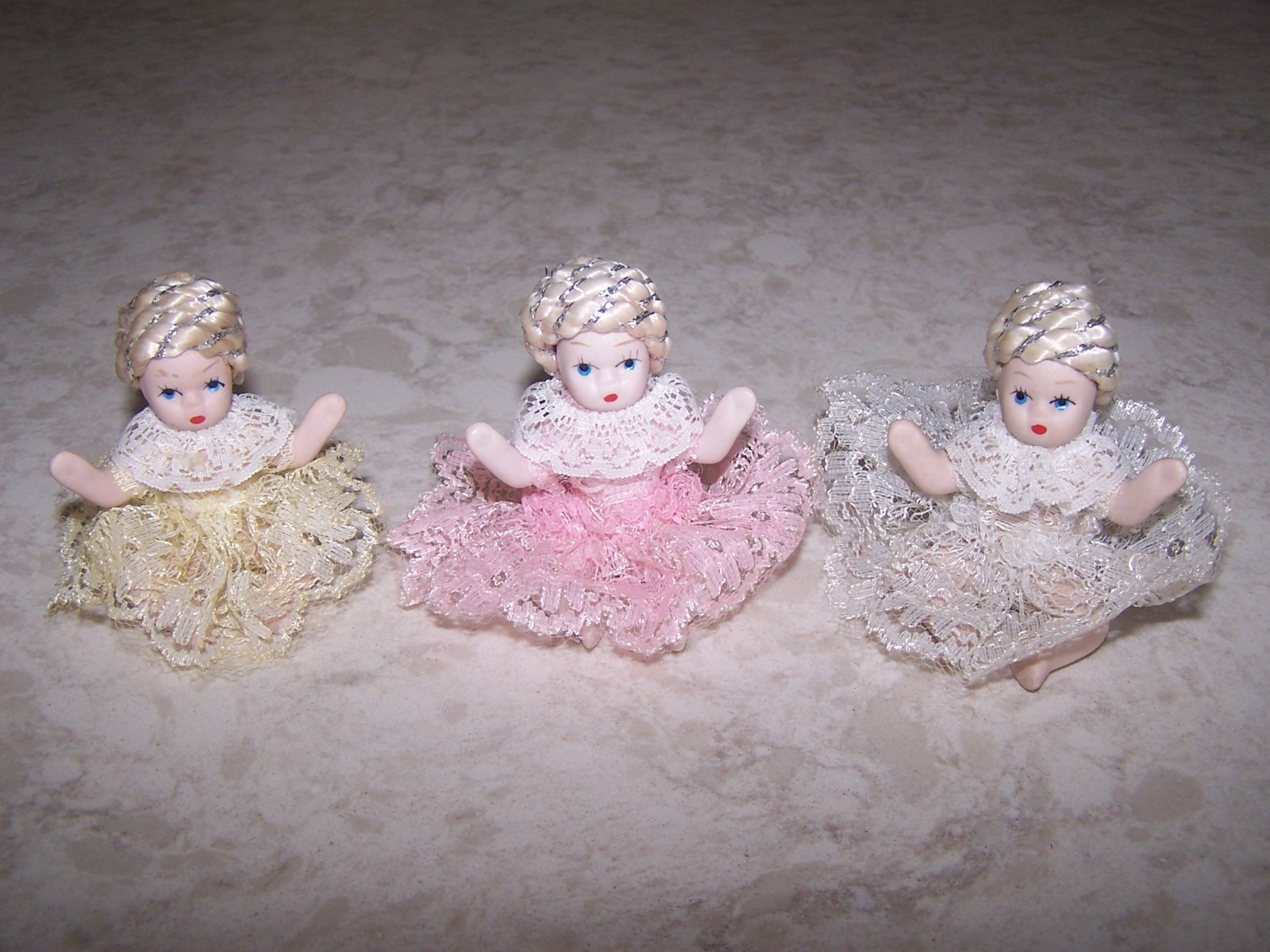 Set of 3 Vintage (?) Small Porcelain Bisque Dolls