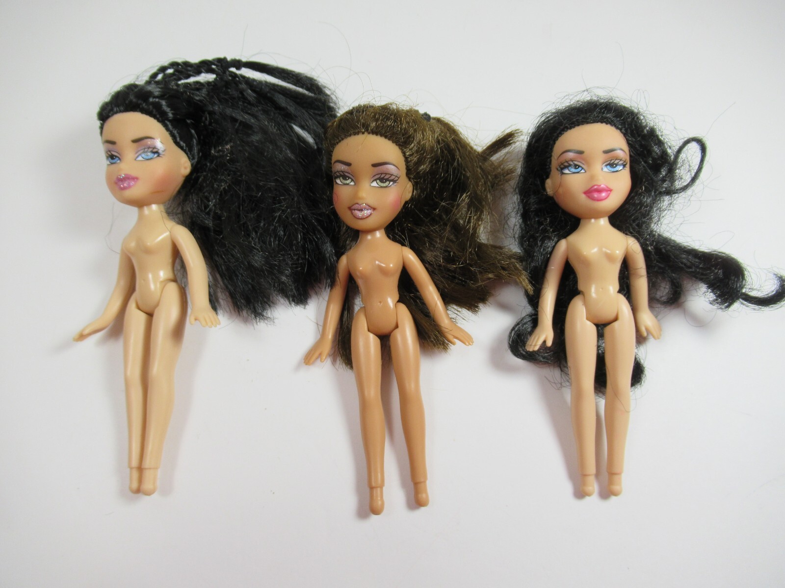 3 Count Lot Mini Bratz 4″ inch Style Different Lips Nude
