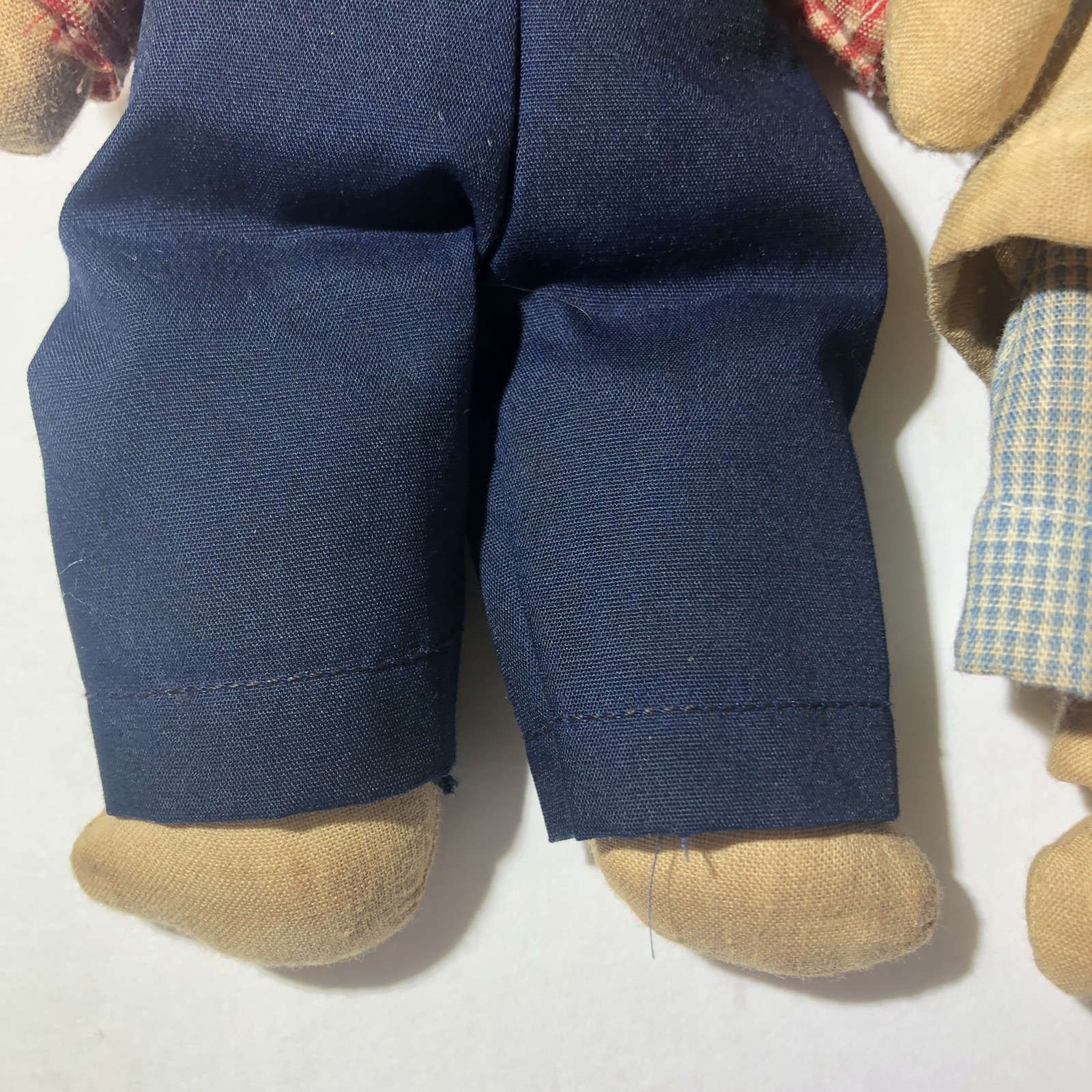 Primitive Style Raggedy Ann & Andy Fabric Craft Dolls Handmade Vintage 8”