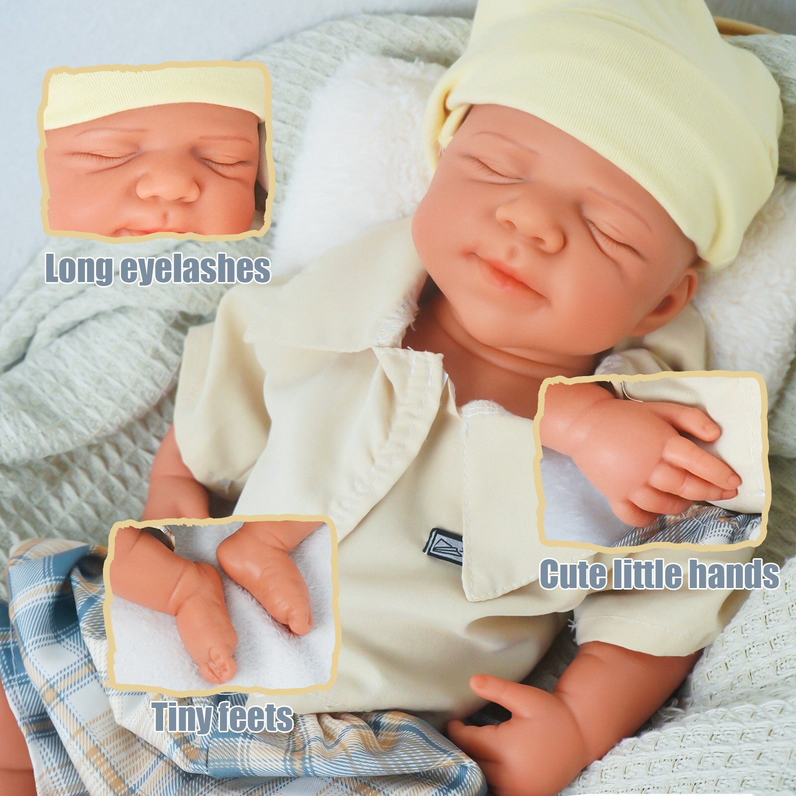 19.68” solid silicone doll silicone reborn doll silicone boy doll toys gifts