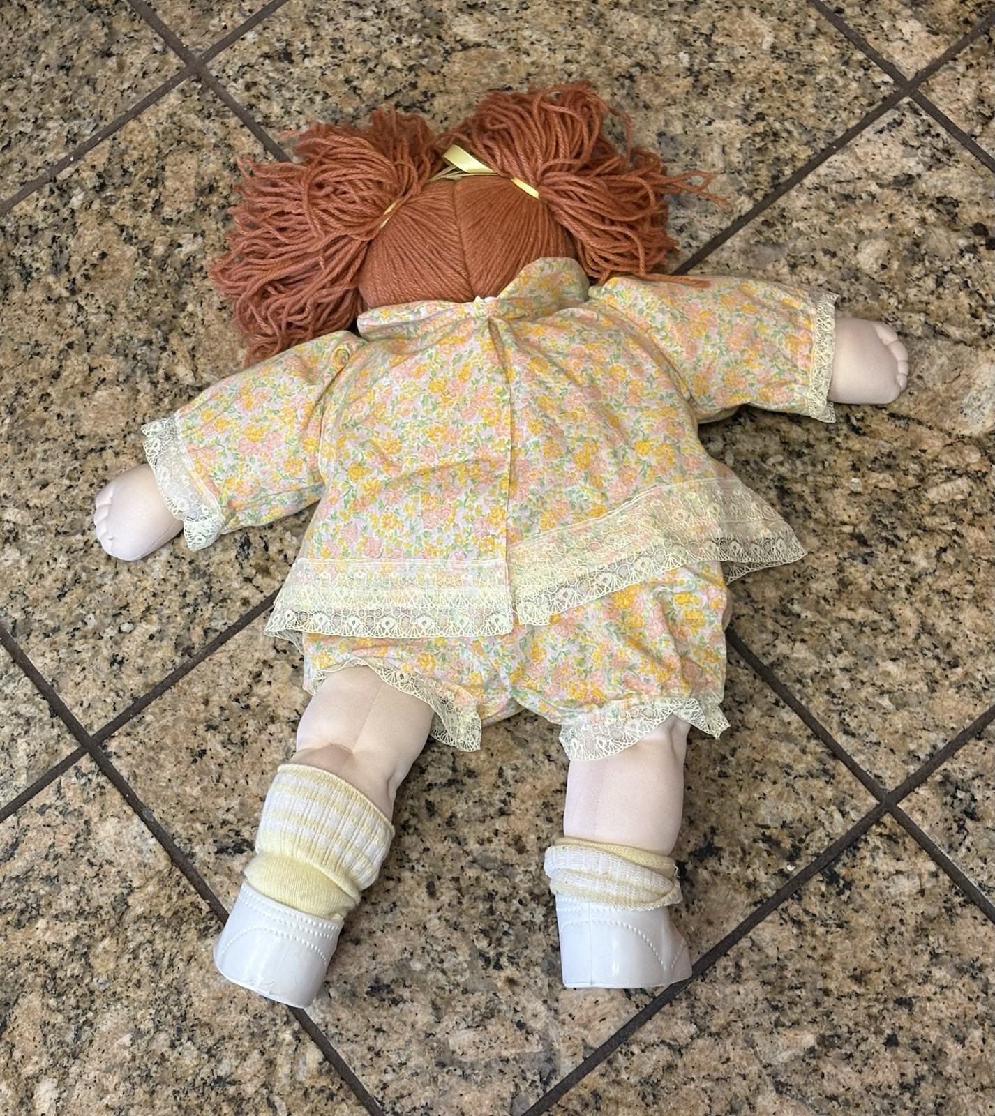 Pre Owned Vintage Beautiful Cloth/Plastic Girl Play Doll With Ginger Yarn Hair