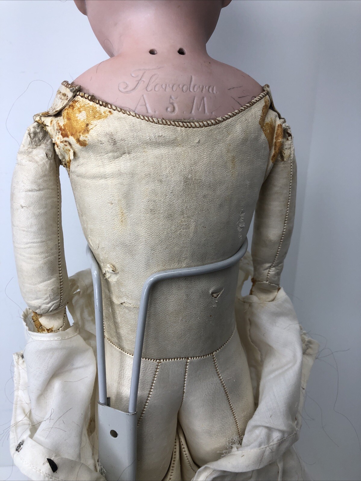 24” Antique Germany Bisque Doll AM Floradora 5 Leather Body Brown SL Eyes #o