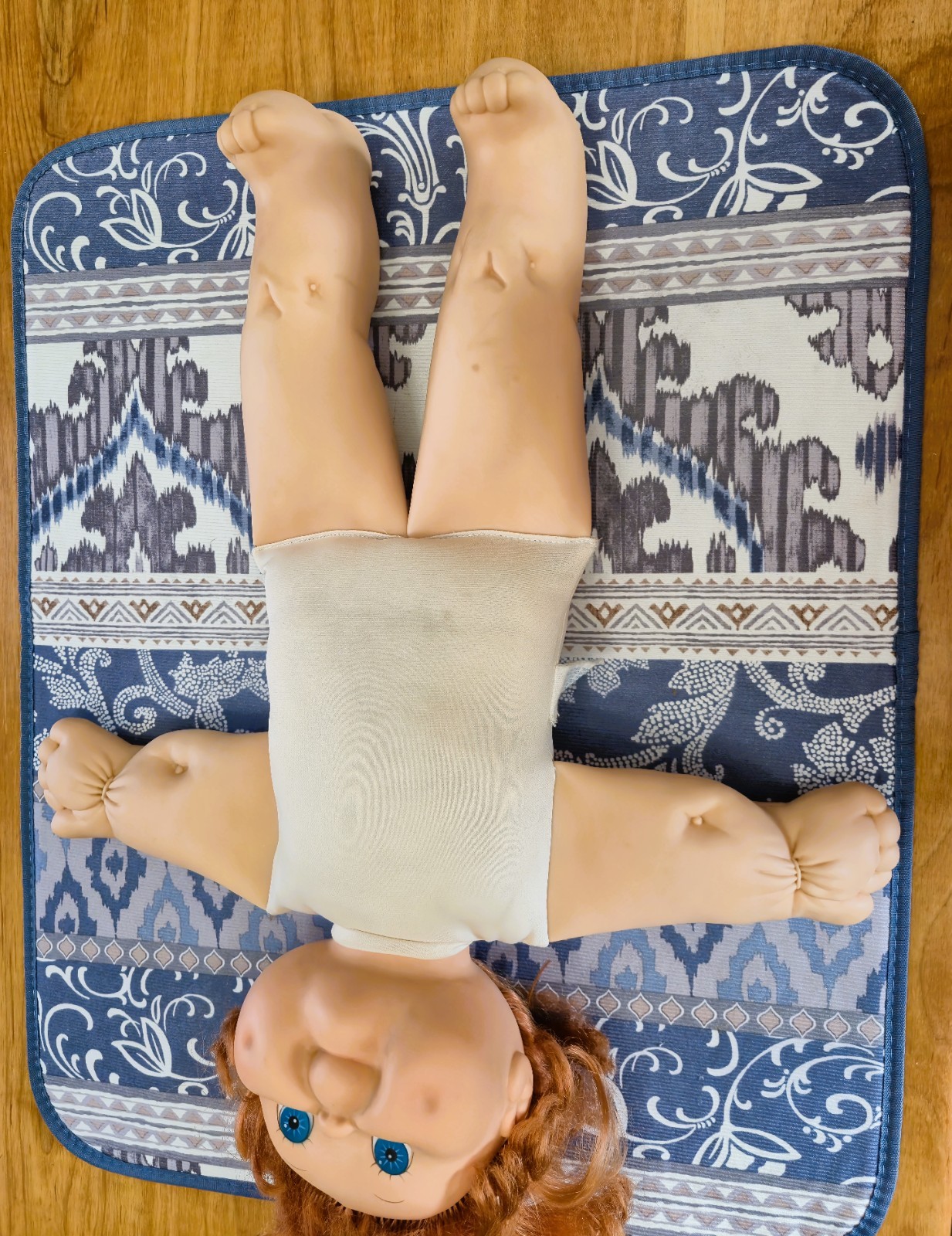 Chubbykins* Eugene Doll Co. 20″ Calico Blue Soft Vinyl Cloth Body Light Red Hair