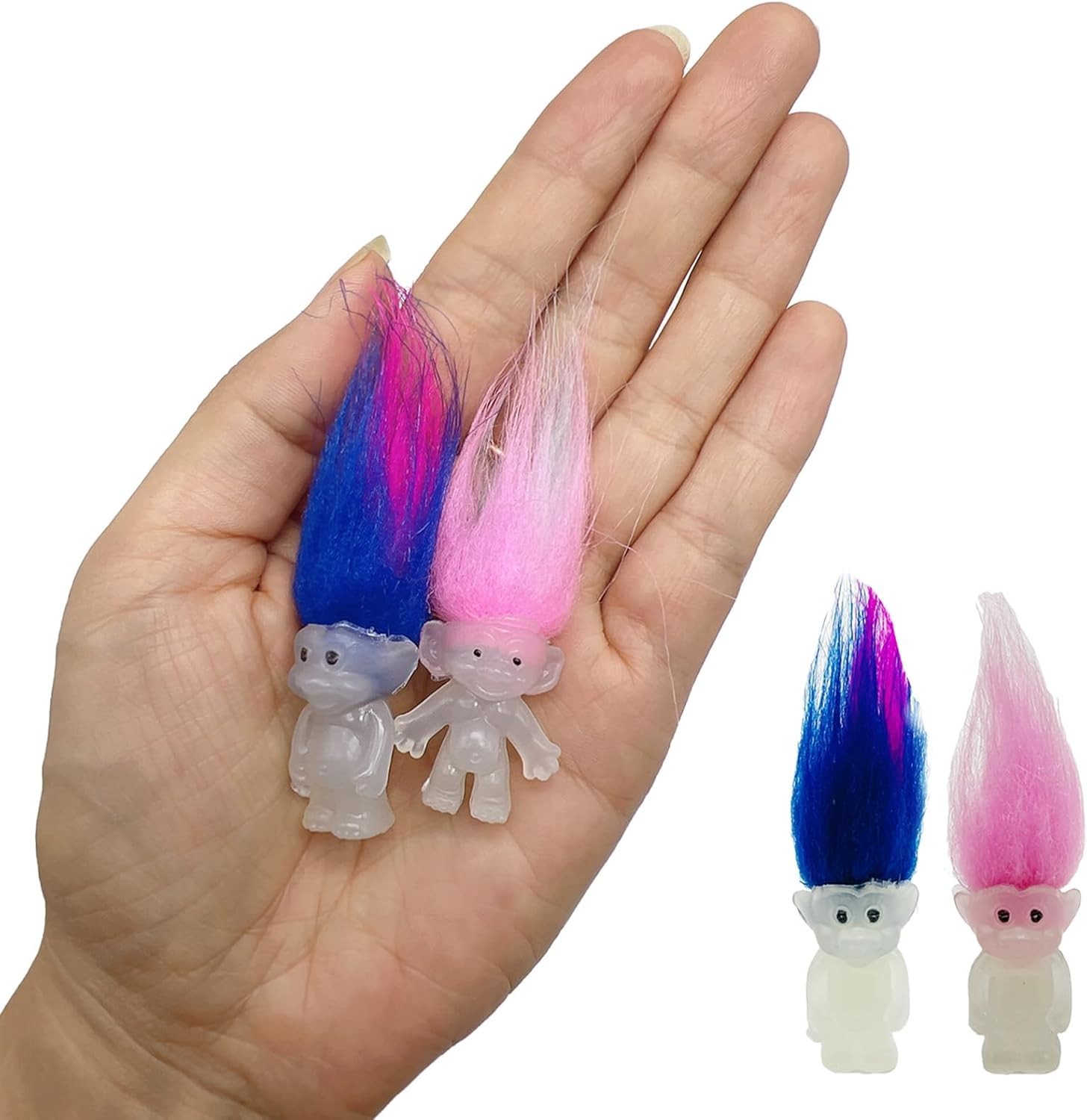 10Pcs Luminous Mini Troll Dolls Glow in the Dark Vintage Action Figures Troll Do