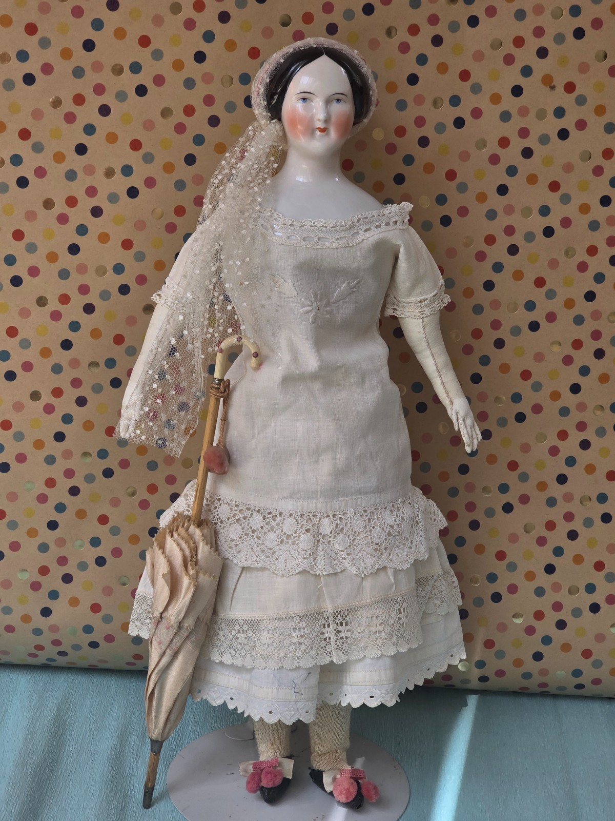 Antique German China head doll 21″ 1/2 inches tall
