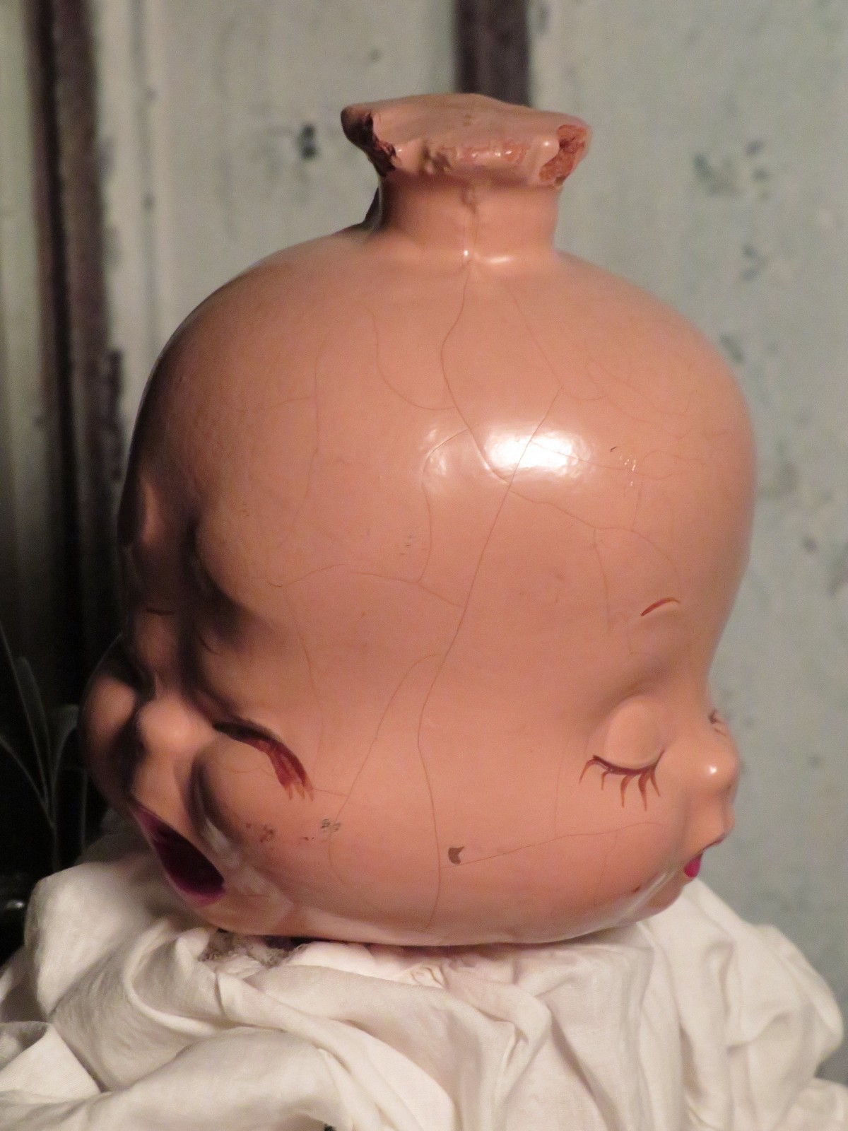 Vintage Three 3 Face Composition Trudy Doll Smile Cry Sleep 15″ c1946 CREEPY