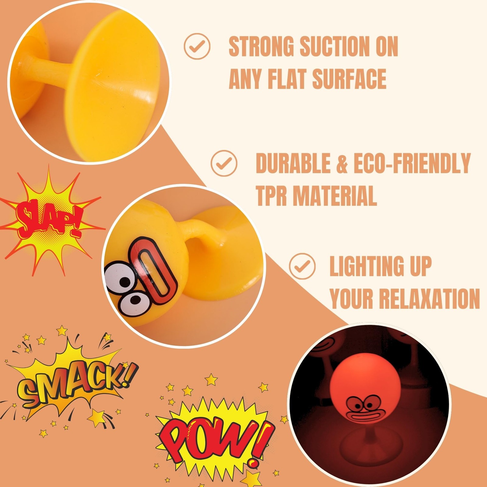 Desktop Punching Bag – 4.41 x 2.76 Inches, Light-Up Stress Relief Toy with Su…