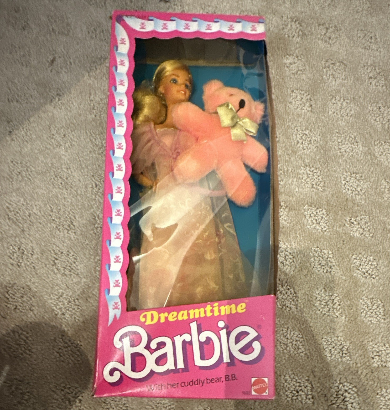 Mattel Dreamtime Barbie Doll w/ Teddy Bear 9180 Blonde Blue Eyes Orig Opened
