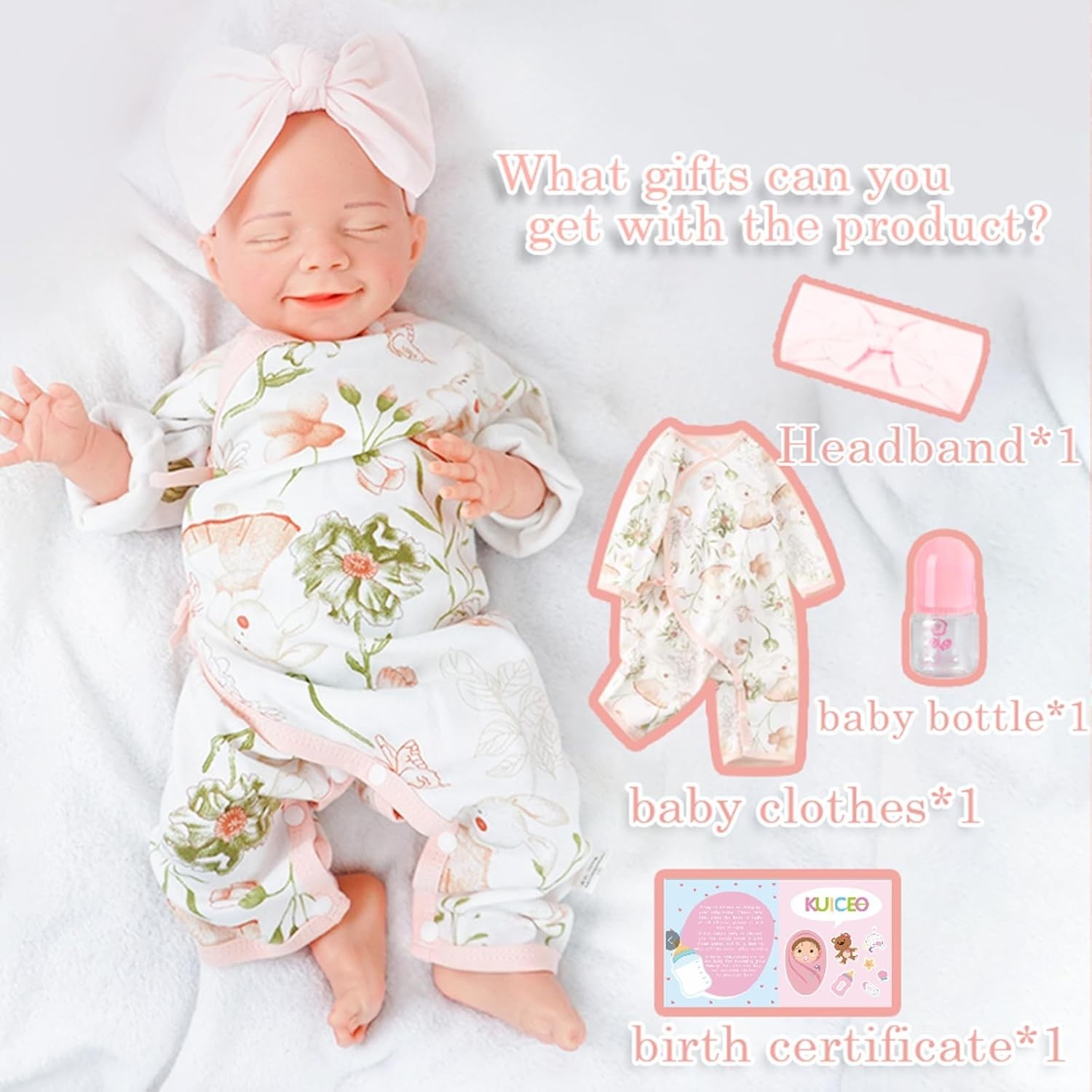 17 inch Reborn Baby Doll Full Body Silicone Baby Girl Handmade for Children Gift