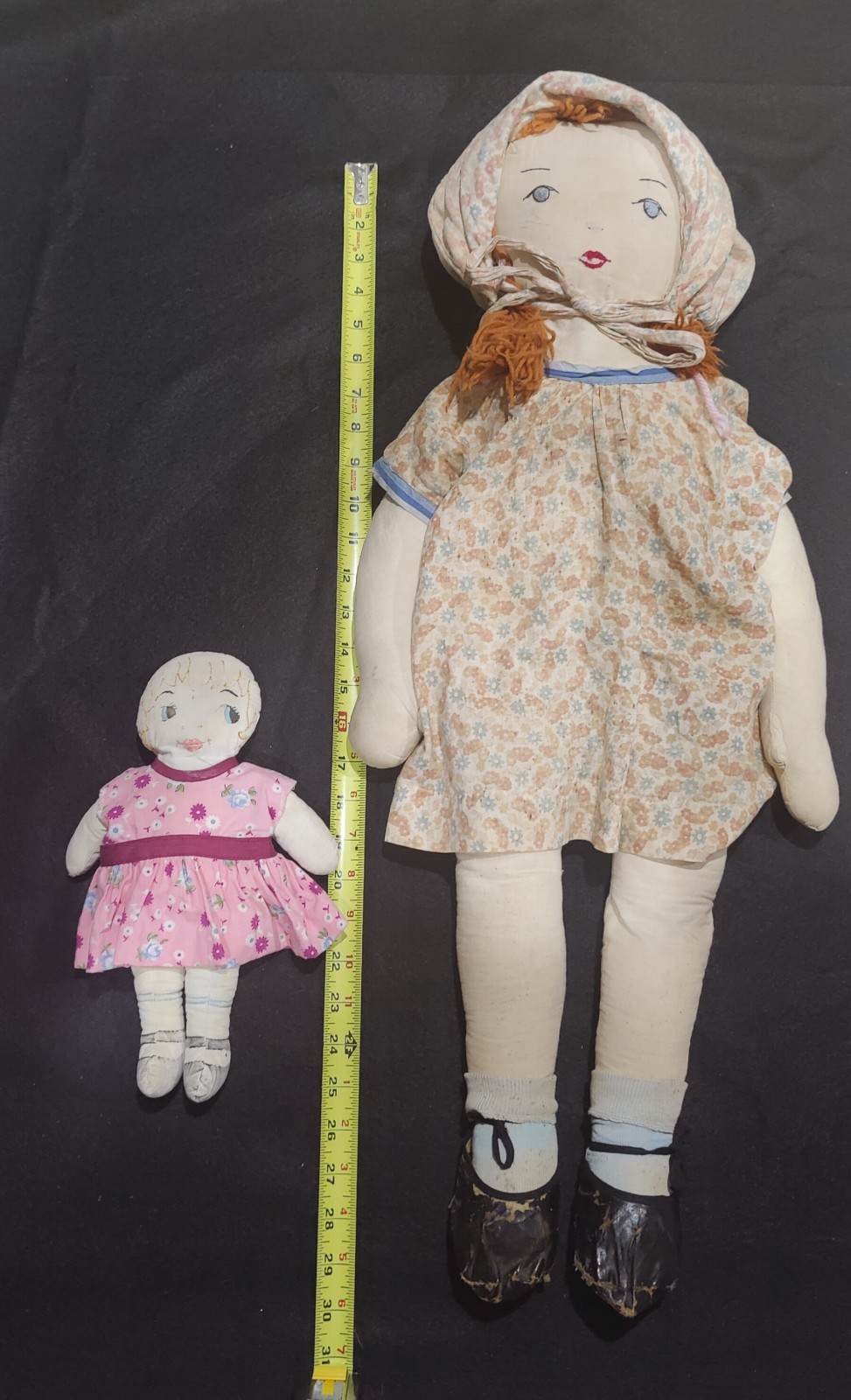2X’s Vintage Dolls /Embroidered Face / All Fabric / Very Old / Rare Fine