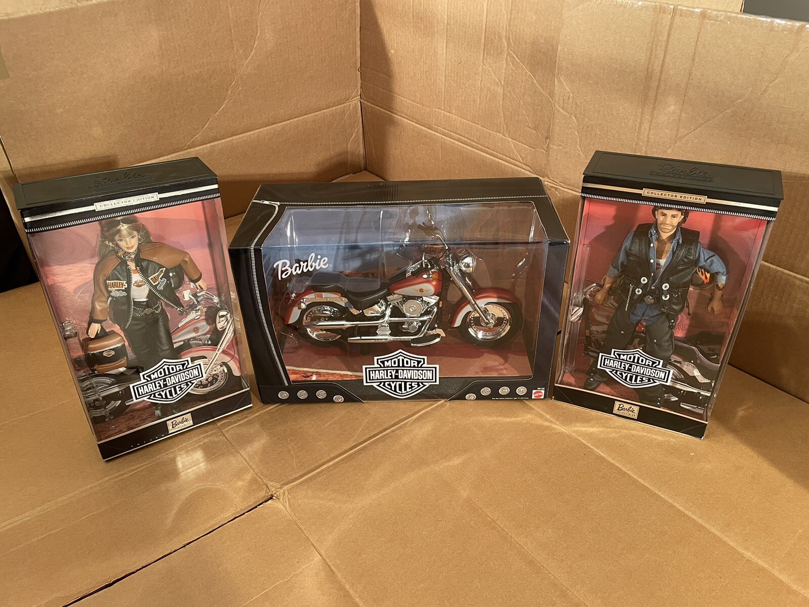 HARLEY-DAVIDSON BARBIE & KEN DOLL WITH HARLEY-DAVIDSON MOTORCYCLE 3 PIECE SET