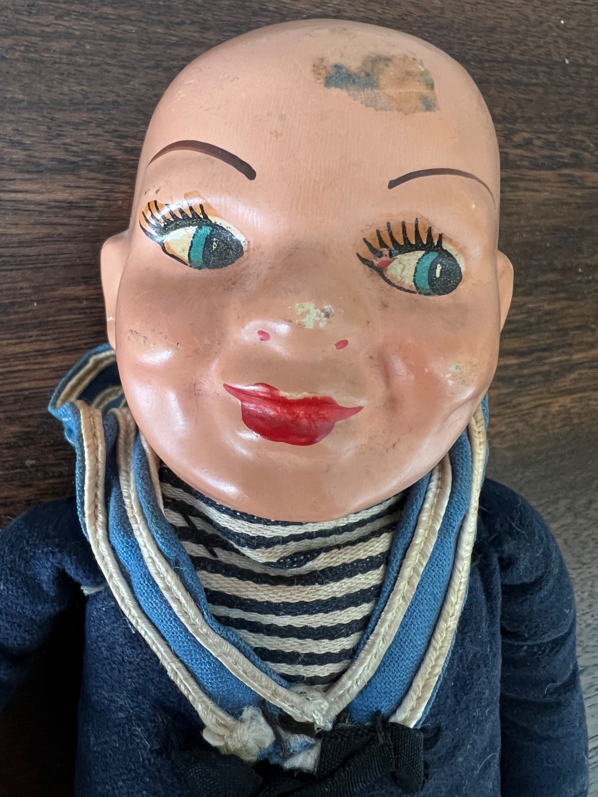 VTG JOLLY BOY SAILOR DOLL NORAH WELLINGS HOLLAND AMERICA CRUISE 1940’S SCARY