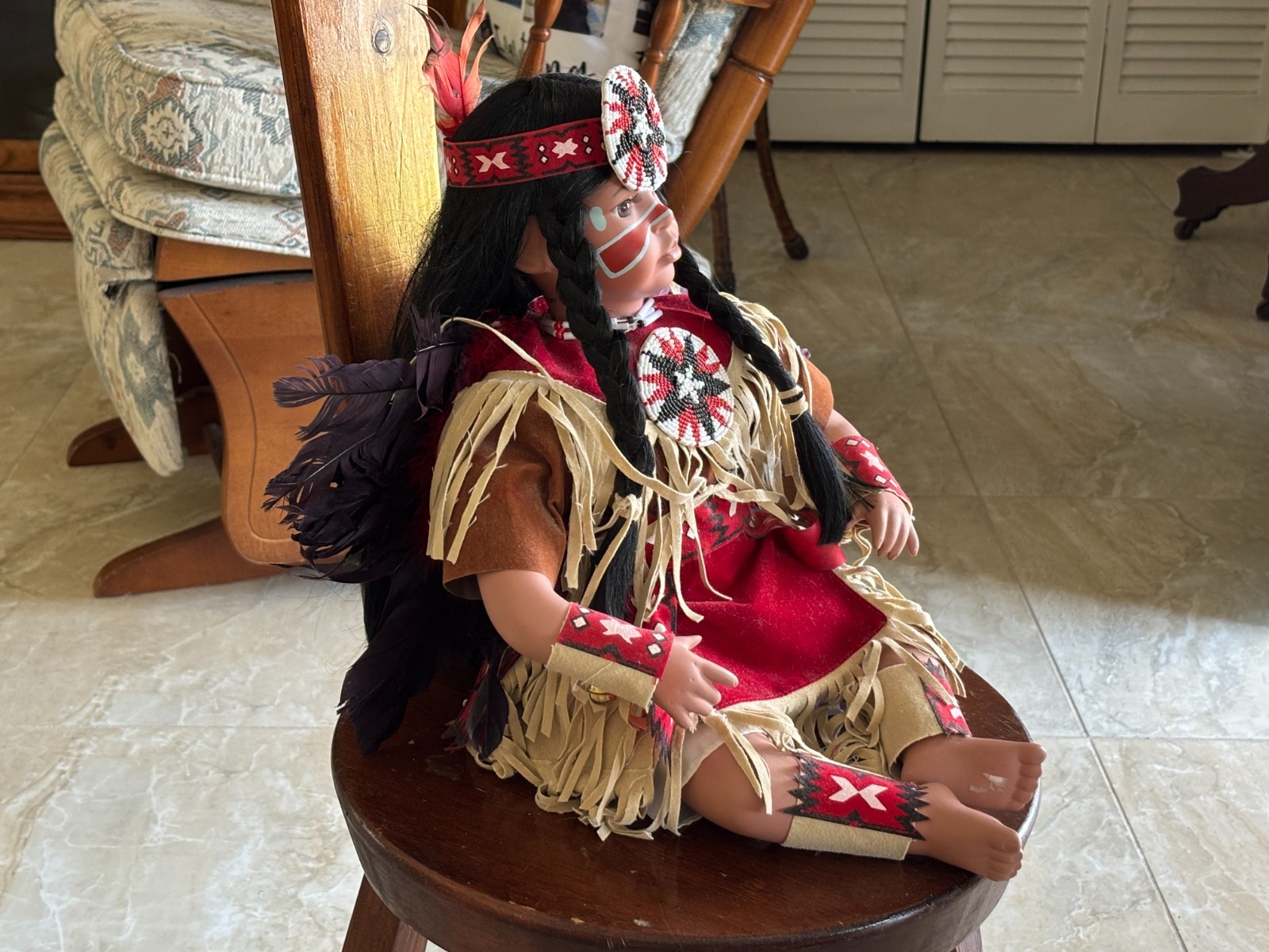Timeless Collection Native American Doll Fine Bisque Porcelain