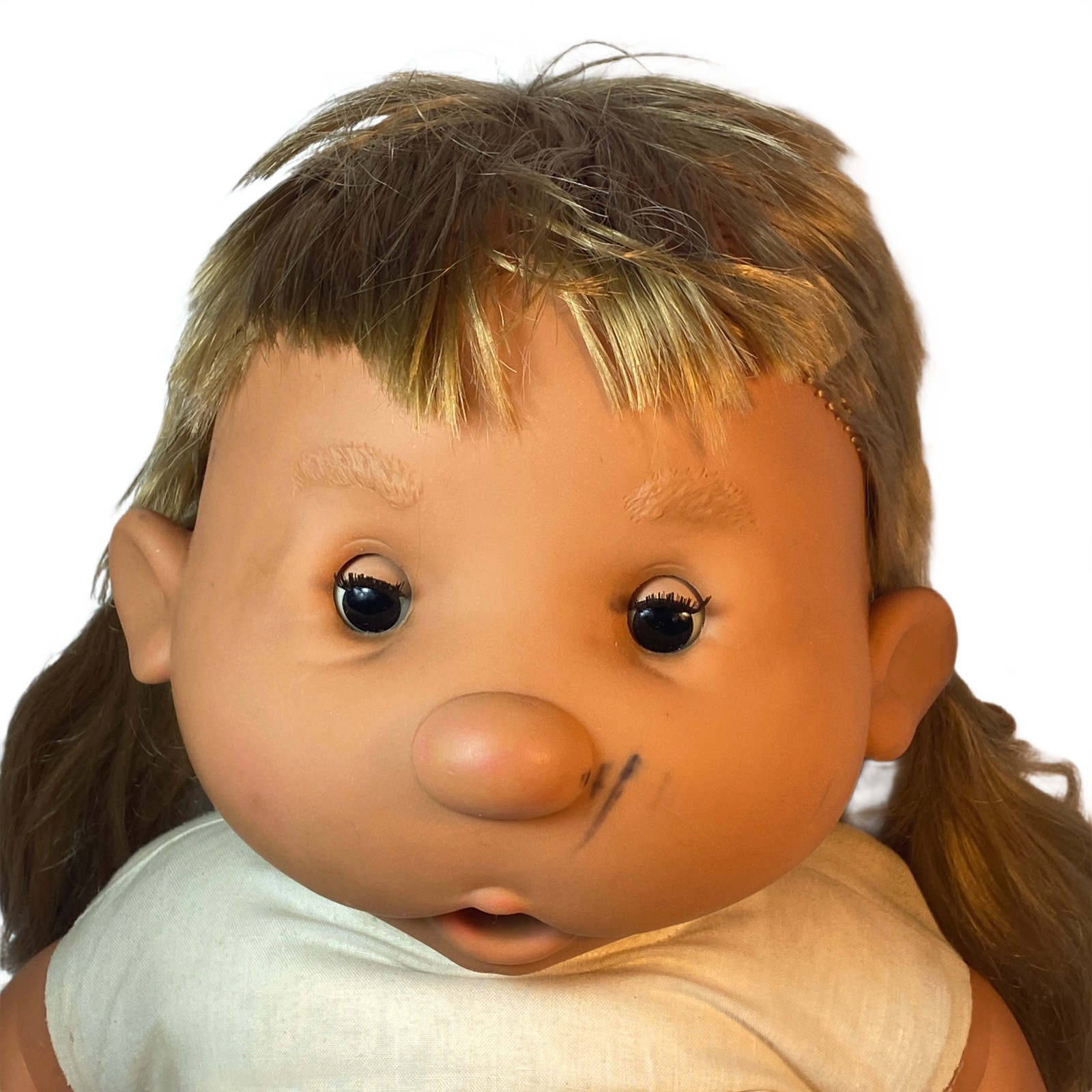 Vintage Vicma Bamboo Thumb Sucking Baby Doll 1980’s Boy blonde 19”
