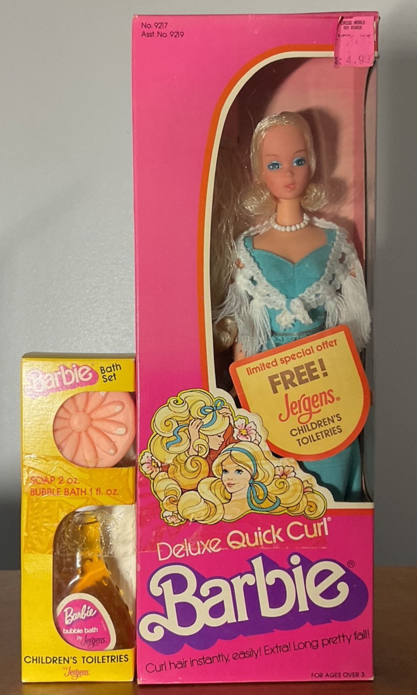 Rare Deluxe Quick Curl Barbie with Jergens Bath Set 1975 #9217 NRFB VHTF