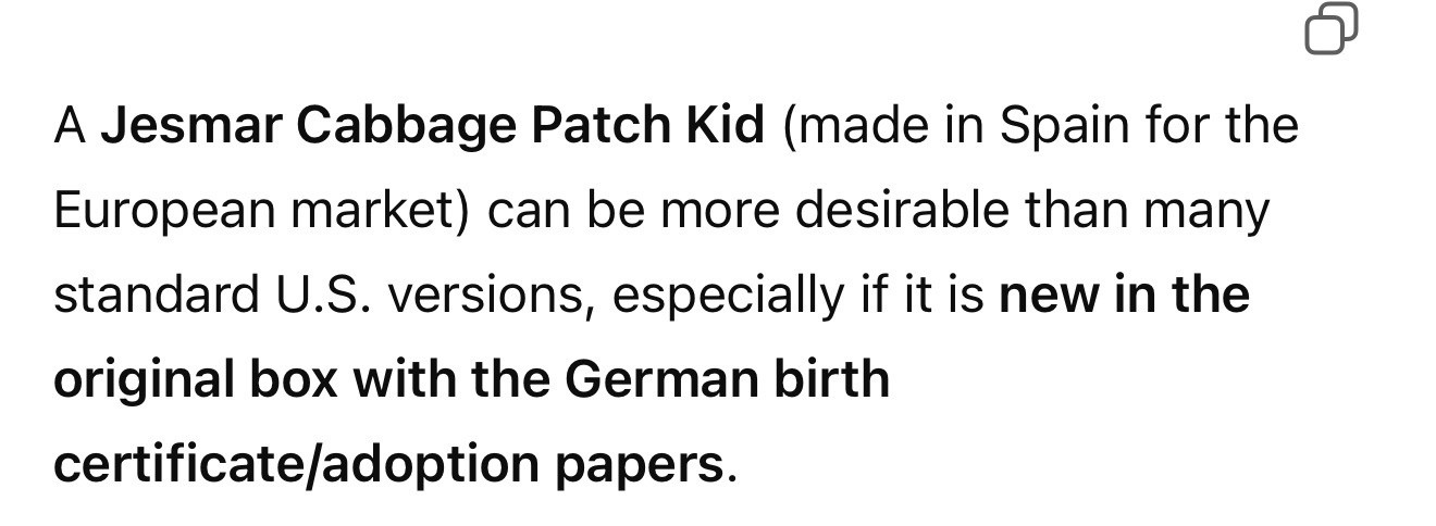 cabbage patch kids jesmar spain