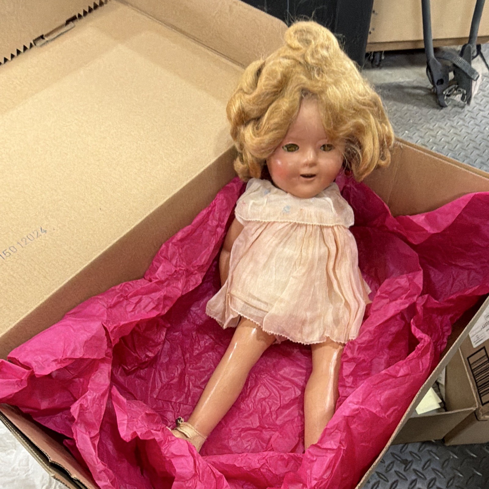 Original Shirley Temple doll. Has original dress, missing 1 shoe. One owner