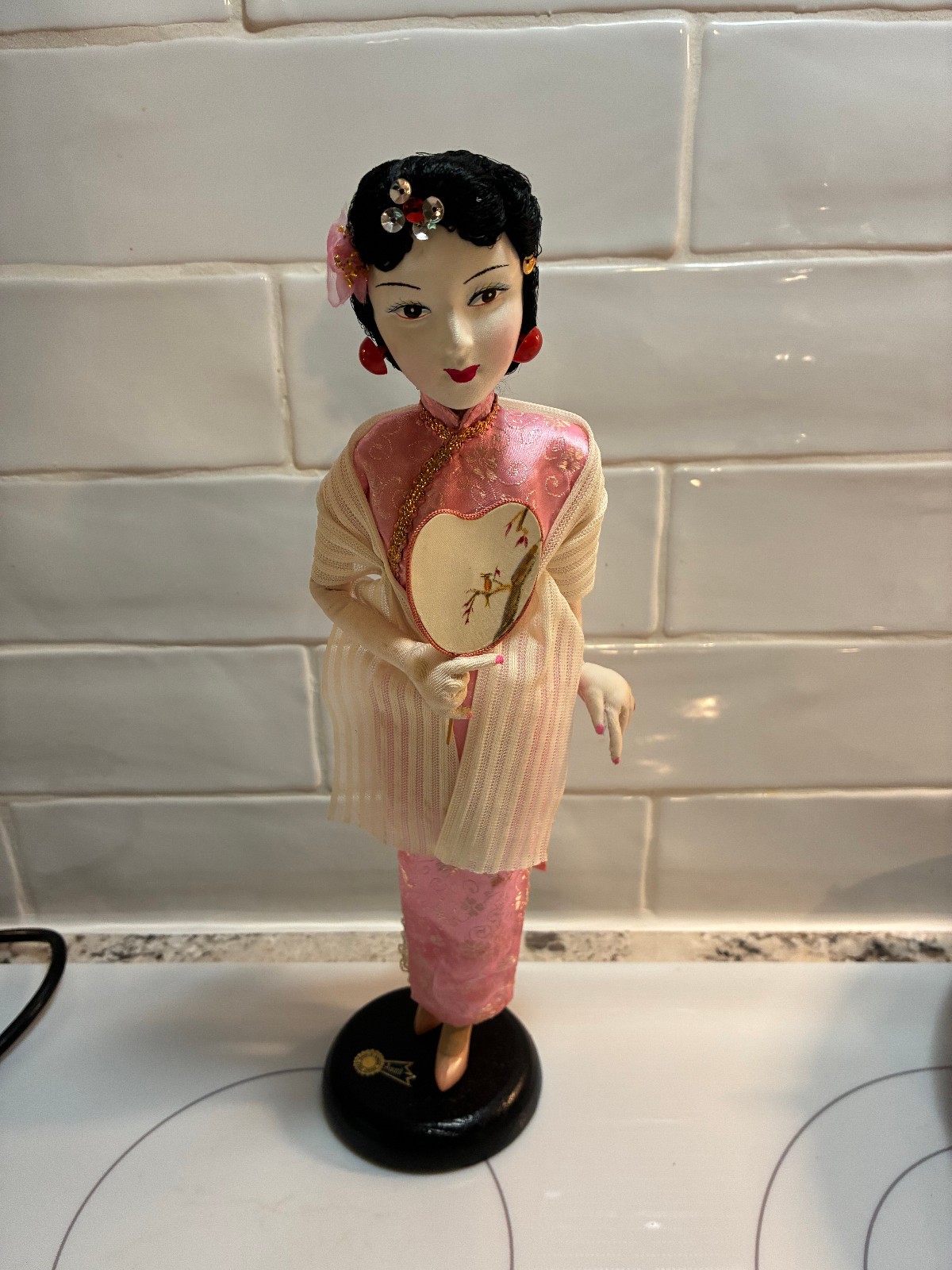 Vintage Taiwanese Cloth Doll 13″ Handmade in Traditional Attire