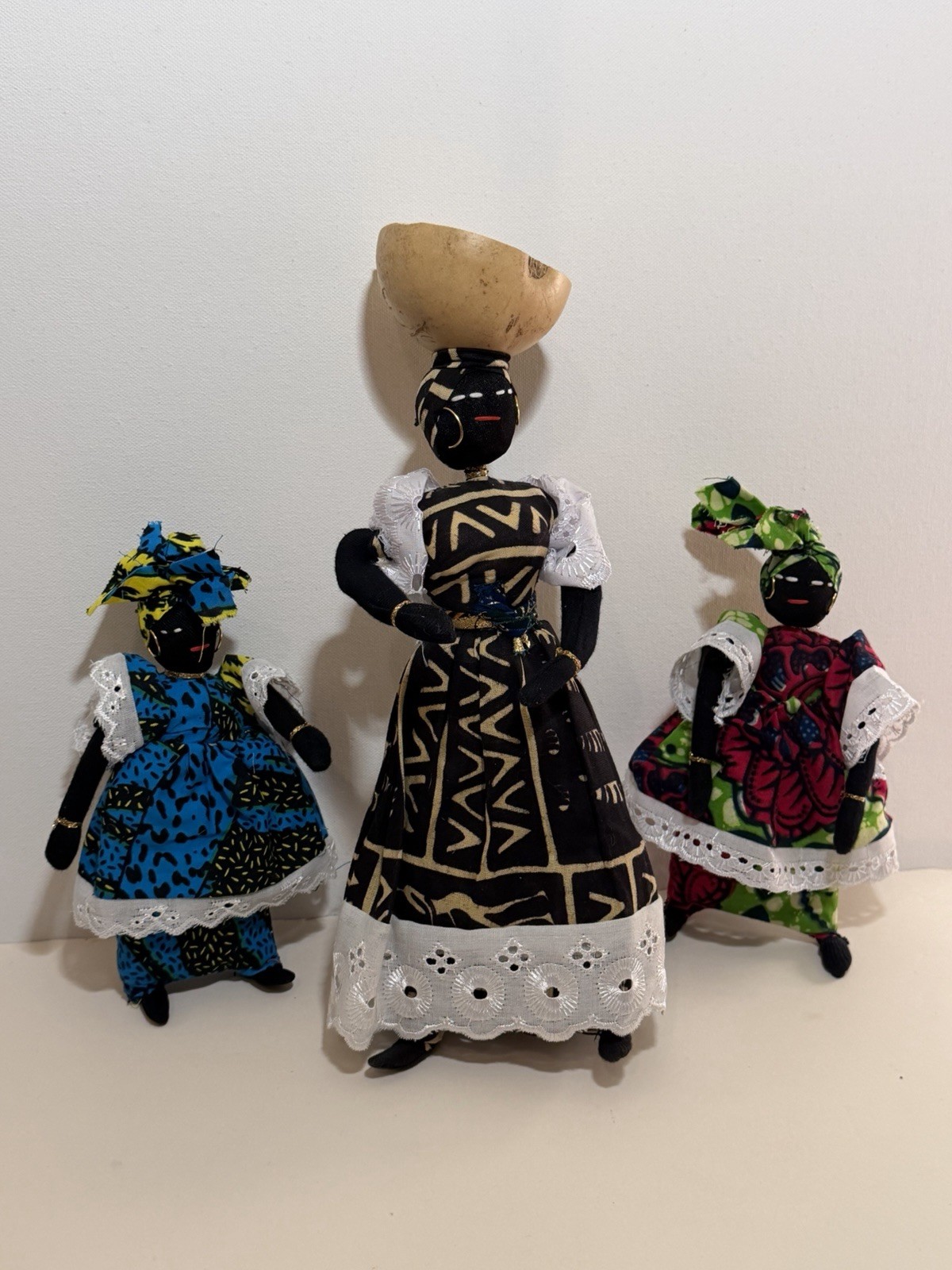 African Heritage dolls – cloth & wire Exquisite, Traditional Attire / Set Of 3