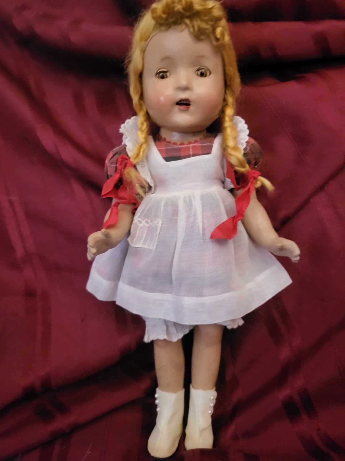 1930s Antique/Vintage Pigtail Sally 14″ Unmarked, sleep eyes