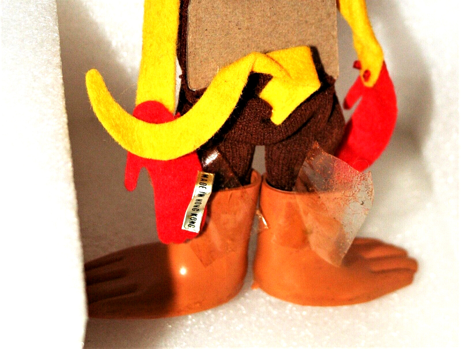 Vtg Cloth & Plastic Monkey 5″ Finger Puppet Doll Hong Kong 1970s New NOS
