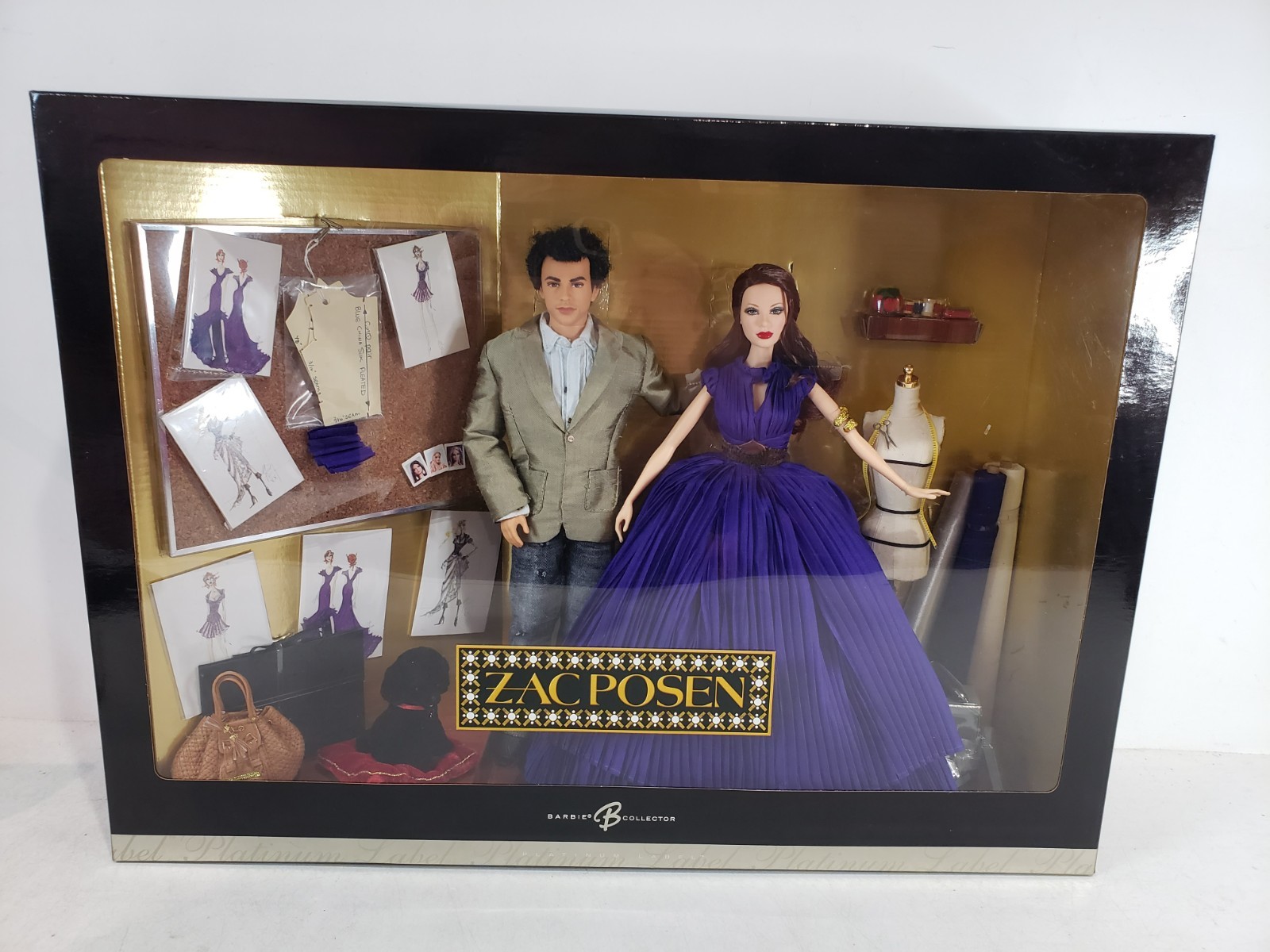 ZAC POSEN BARBIE AND KEN DOLL GIFTSET PLATINUM LABEL 2006 MATTEL J9182 NRFB