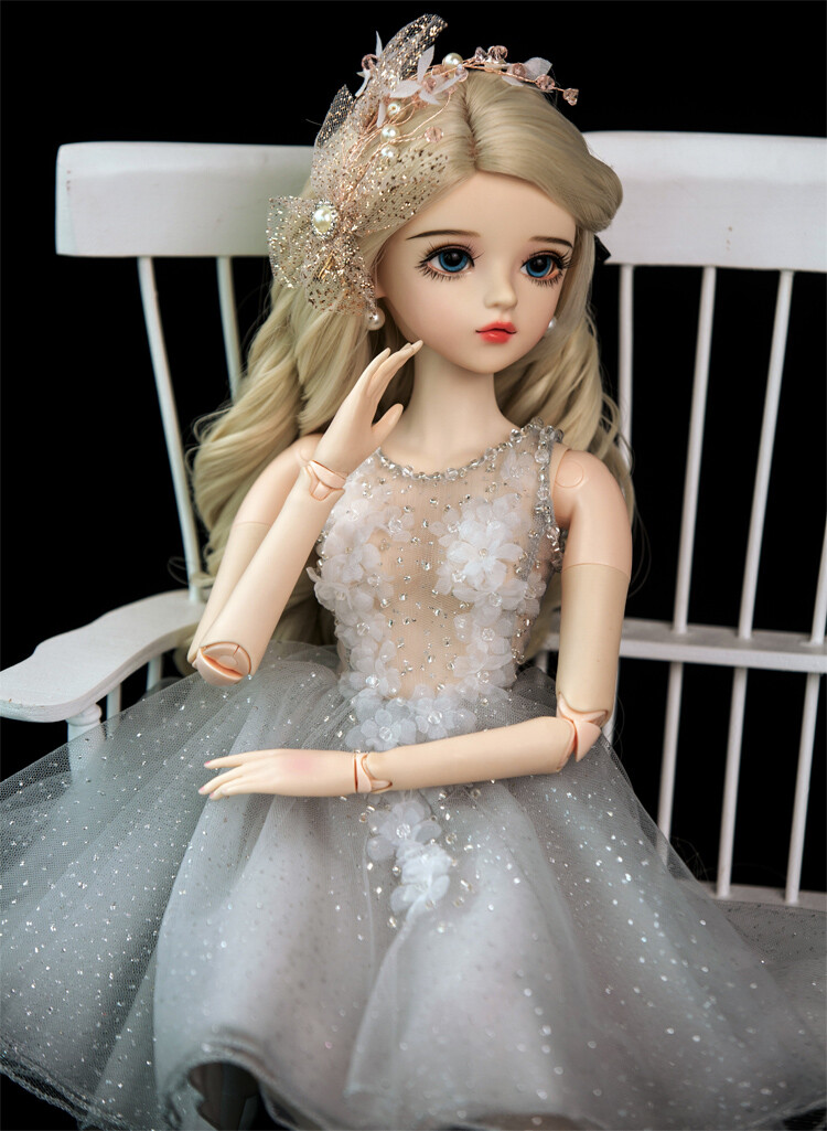 1/3 BJD Doll Moveable Joint with Face Makeup Removable Eyes Dress Wigs Full Set