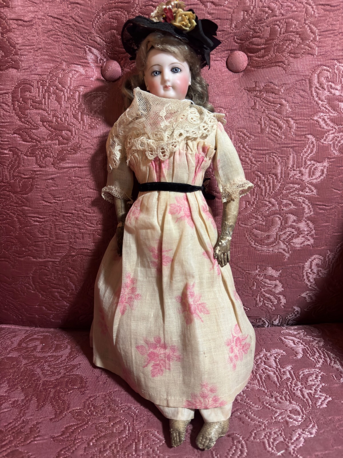 F3 – antique doll – French Poupee Fashion Lady doll – 13″ unmarked – circa 1870s