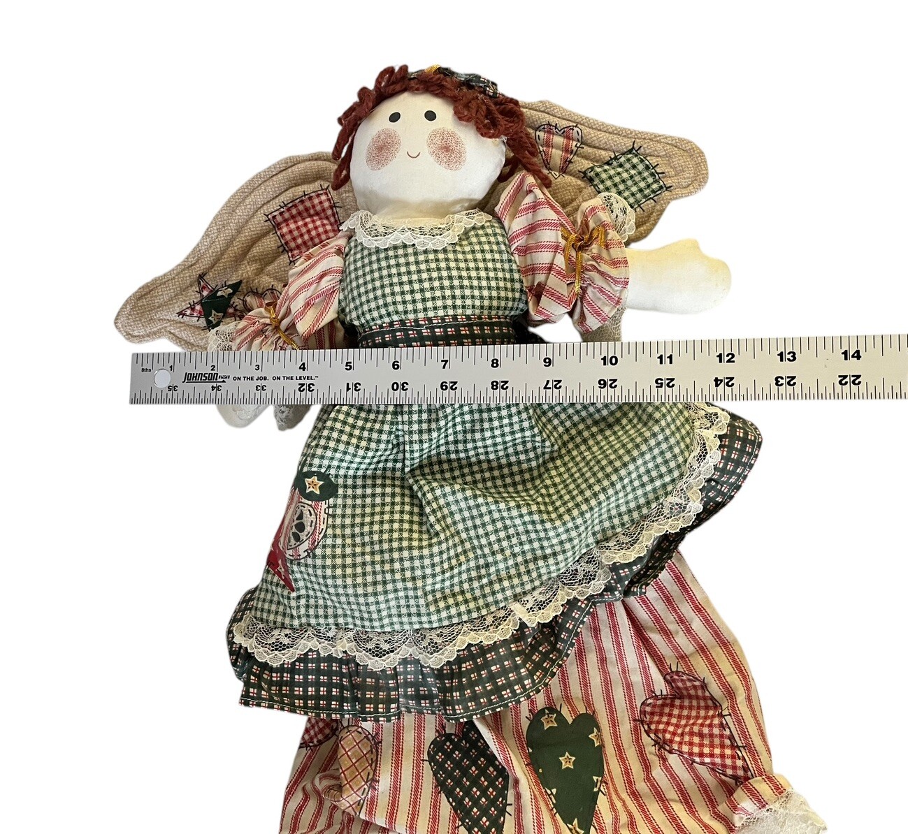 Vintage Handmade Primitive Angel Cloth Doll Long Dress Farmhouse Kitchen Apron