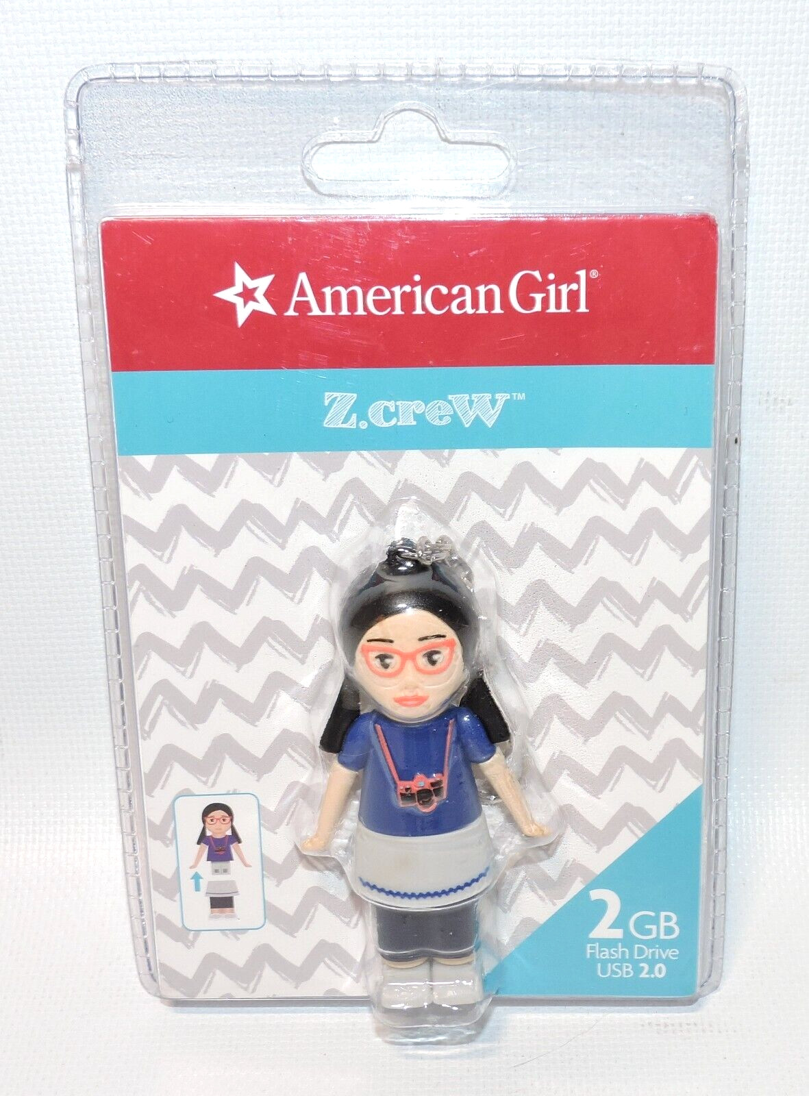 American Girl Doll 2 GB Flash Drive w/ Key Chain Z.Crew USB 2.0, 2015, NEW, NIP