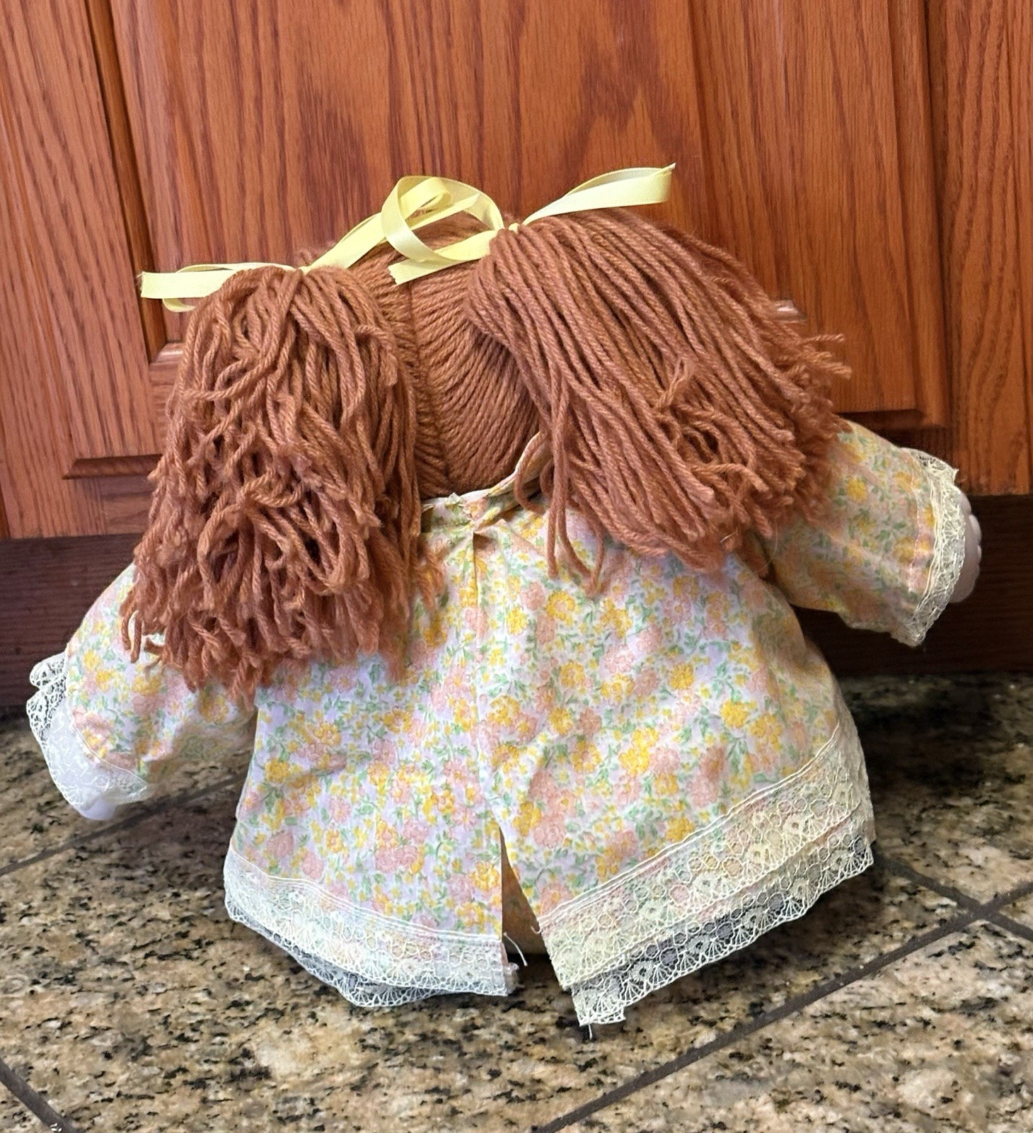 Pre Owned Vintage Beautiful Cloth/Plastic Girl Play Doll With Ginger Yarn Hair