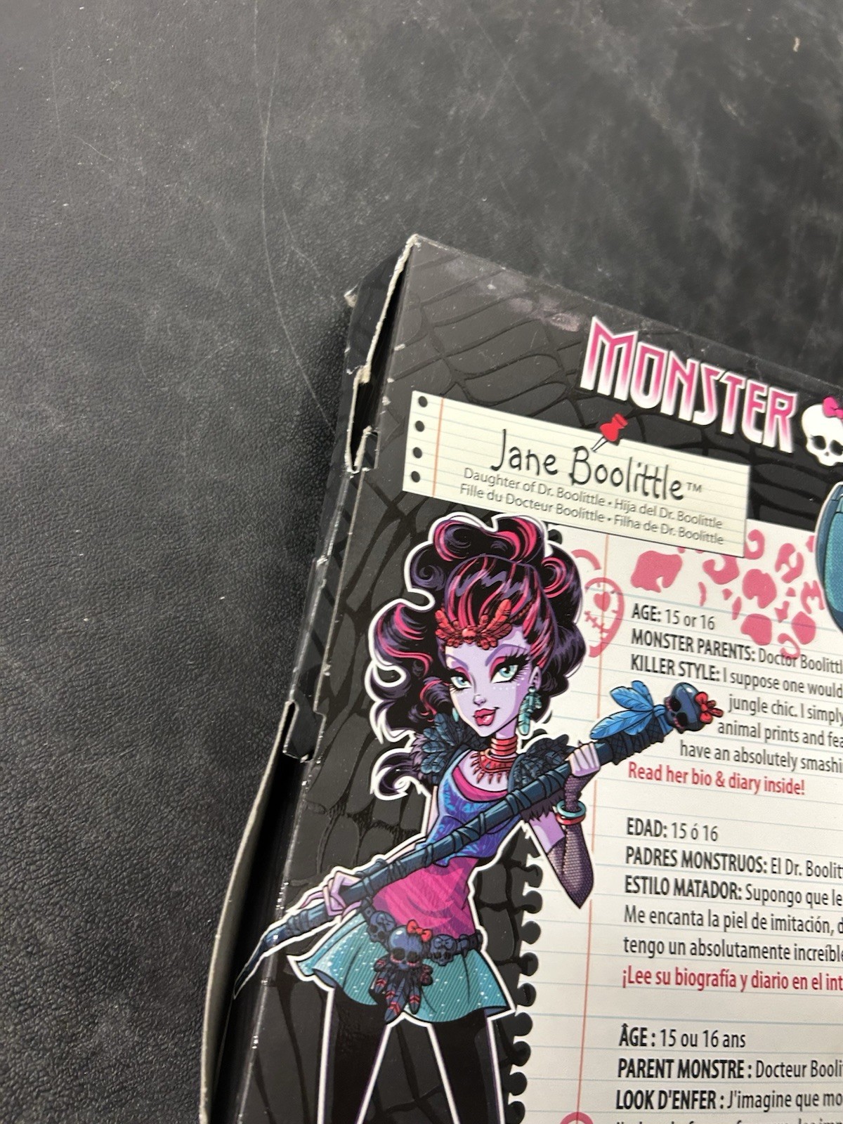 Monster High Jane Boolittle Doll Diary and Pet Sloth Original