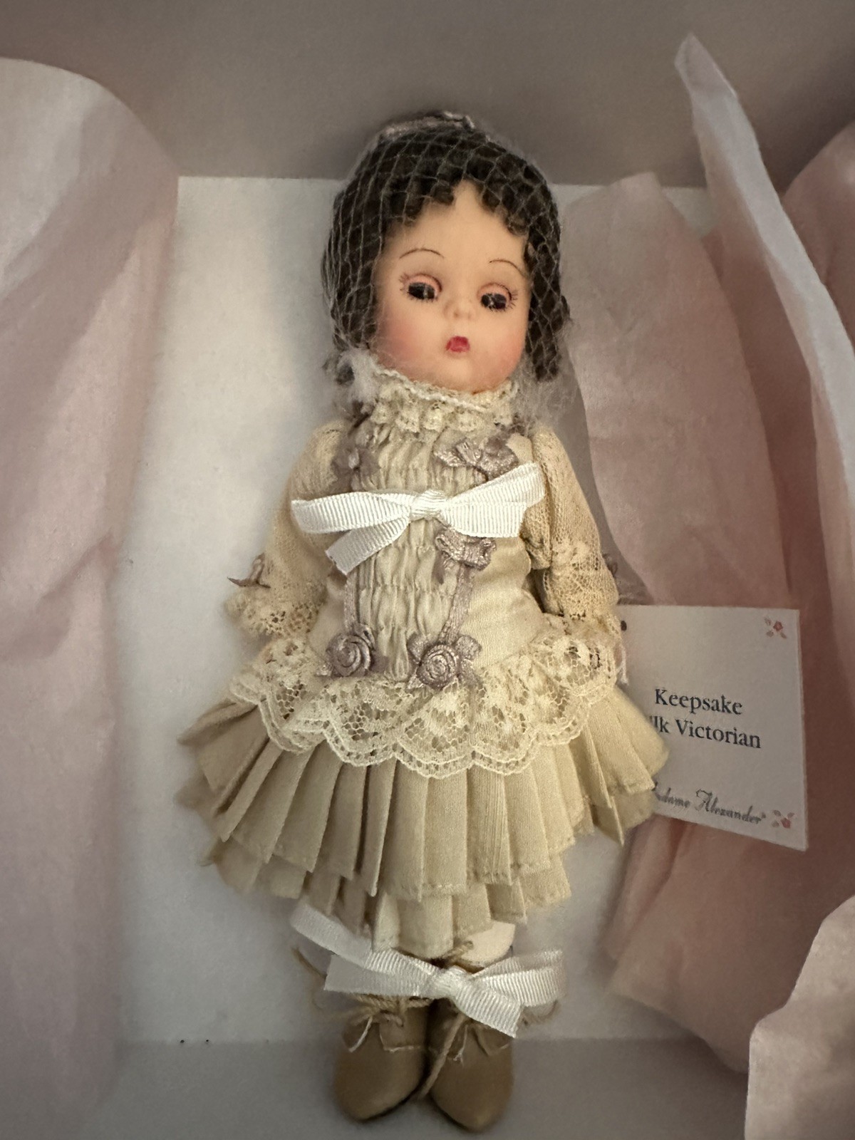 Madam Alexander Keepsake Silk Victorian Doll 28725 New In Box NO BOX LID 8”