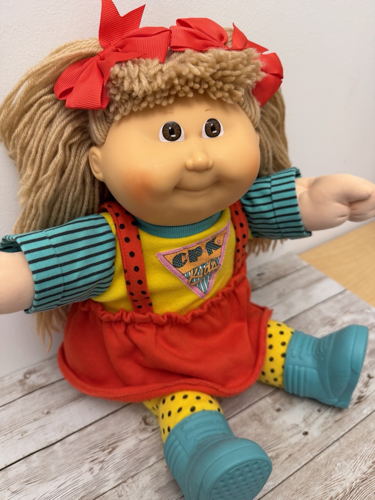 1990 HASBRO TRANSITIONAL #15 Cabbage Patch Kids Vintage Girl Doll Tan/BrownCombo