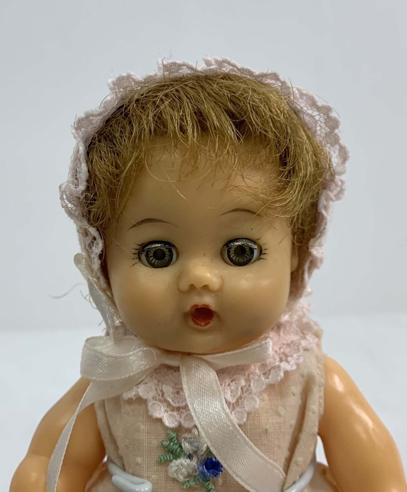 Teenie Tiny Tears Baby Doll Ideal 7 1/2″ All Vinyl Drink & Wet Wearing Pink