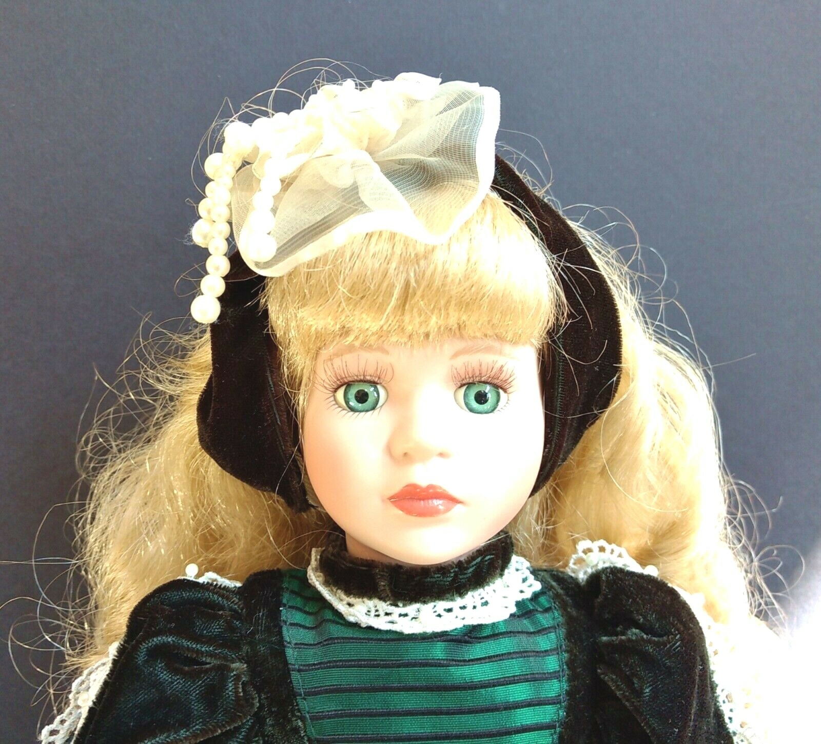 VTG CHRISTMAS IRISH LASS DOLL WITH GREEN VELVET DRESS